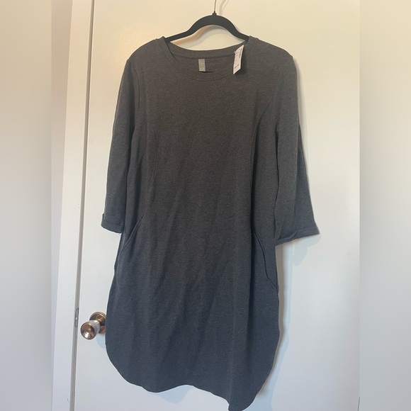 Charcoal grey fleece dress Reitmans Hyba L - Picture 1 of 7